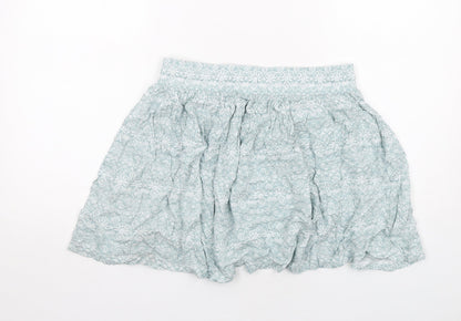 Marks and Spencer Womens Green Geometric Viscose Skater Skirt Size 10 Drawstring