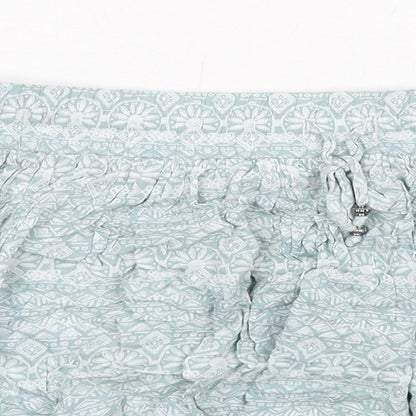 Marks and Spencer Womens Green Geometric Viscose Skater Skirt Size 10 Drawstring