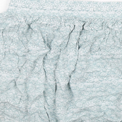 Marks and Spencer Womens Green Geometric Viscose Skater Skirt Size 10 Drawstring