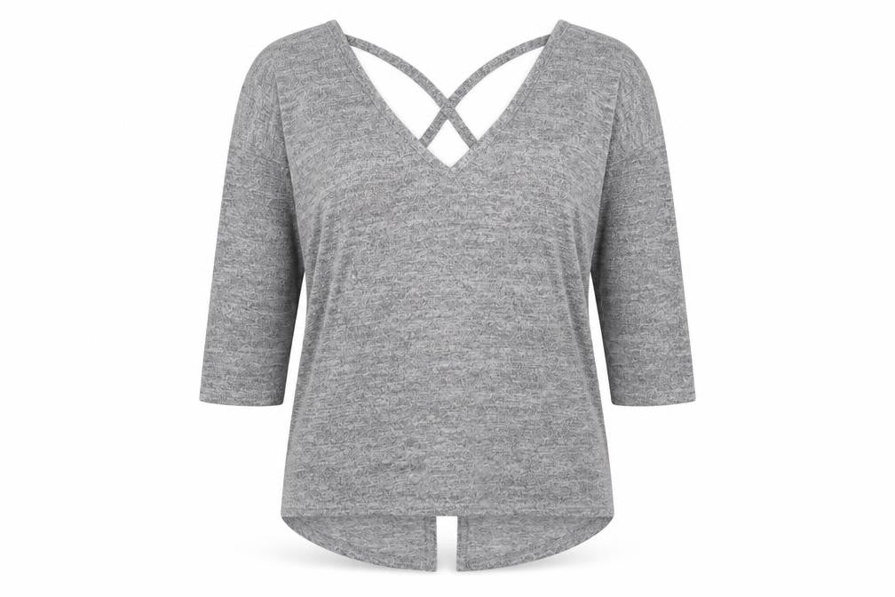 Womens UK Size 8 Miss Selfridge Grey Basic T-Shirt