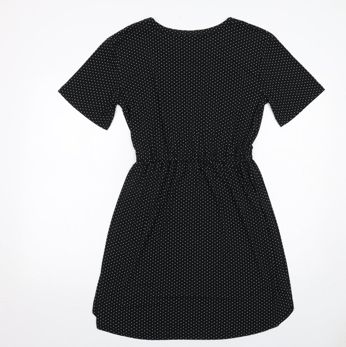 Warehouse Womens Black Polka Dot Polyester A-Line Size 10 Round Neck Pullover