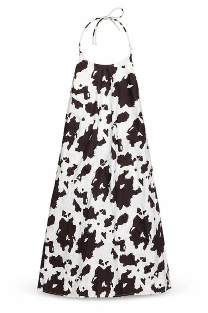 Urban Outfitters Womens Ivory Geometric Polyester Slip Dress Size M Halter Zip