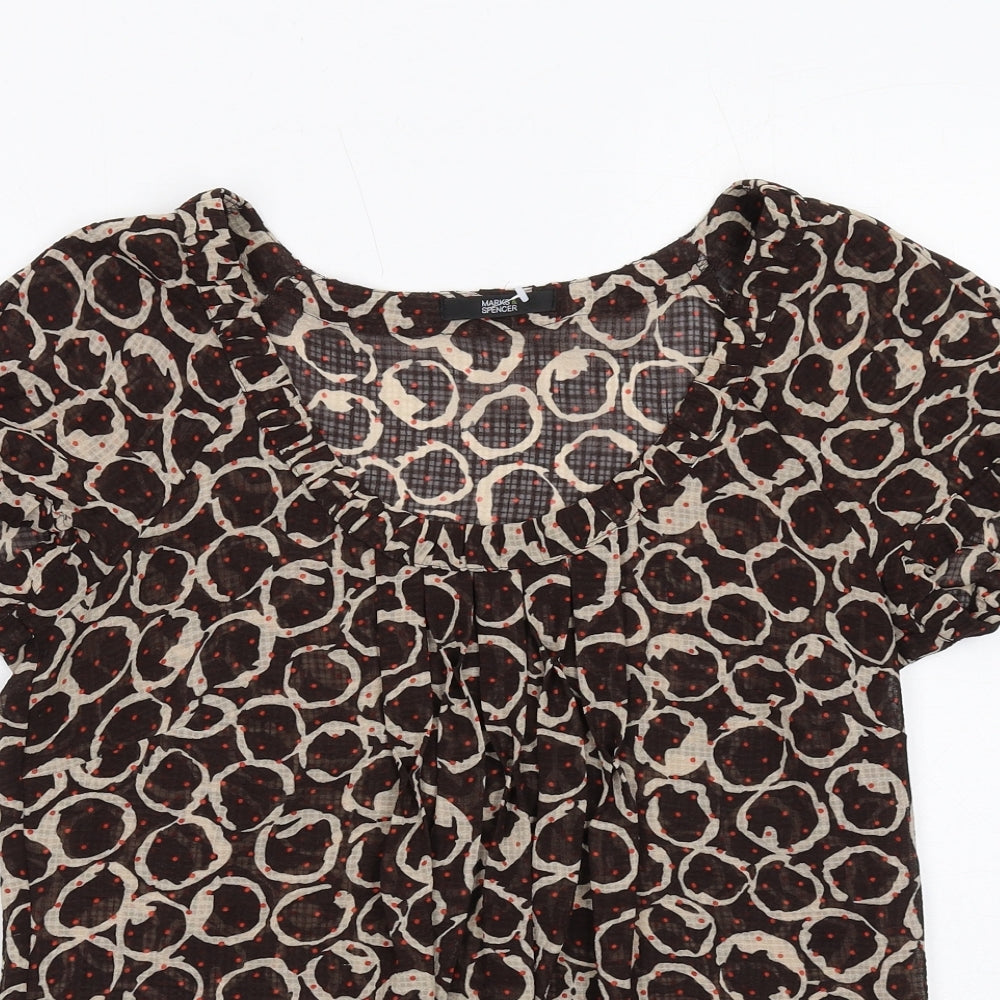 Womens UK Size 8 Marks and Spencer Brown Basic Blouse
