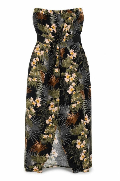 Warehouse Womens Black Floral Viscose A-Line Size 8 Off the Shoulder Pullover