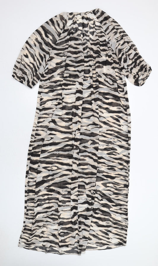 H&M Womens Black Animal Print Polyester Maxi Size XS V-Neck Pullover - Tiger Pattern