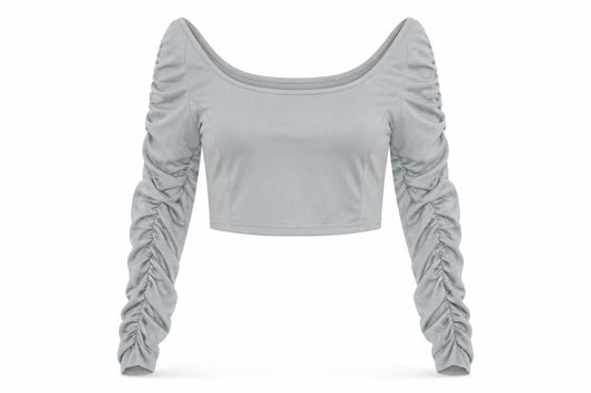 Womens UK Size 12 Misspap Grey Cropped Blouse