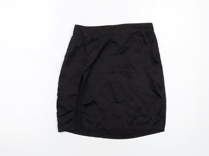 Boohoo Womens Black Polyester A-Line Skirt Size 8
