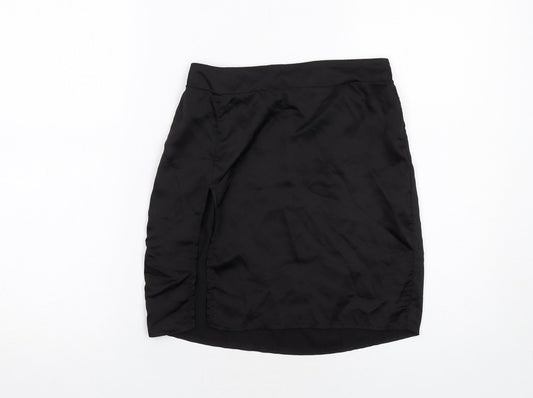 Boohoo Womens Black Polyester A-Line Skirt Size 8