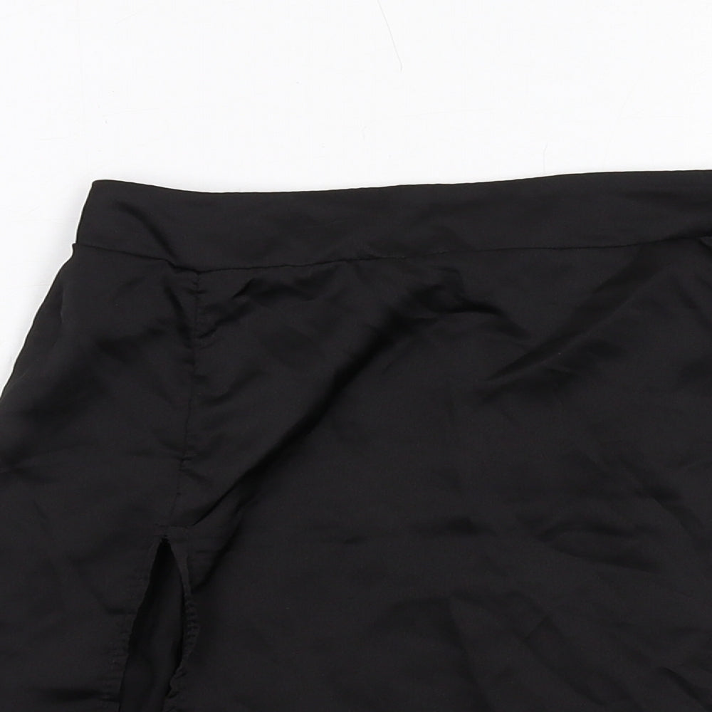 Boohoo Womens Black Polyester A-Line Skirt Size 8