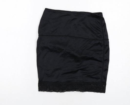 M&Co Womens Black Nylon Pettiskirt Skirt Size 16