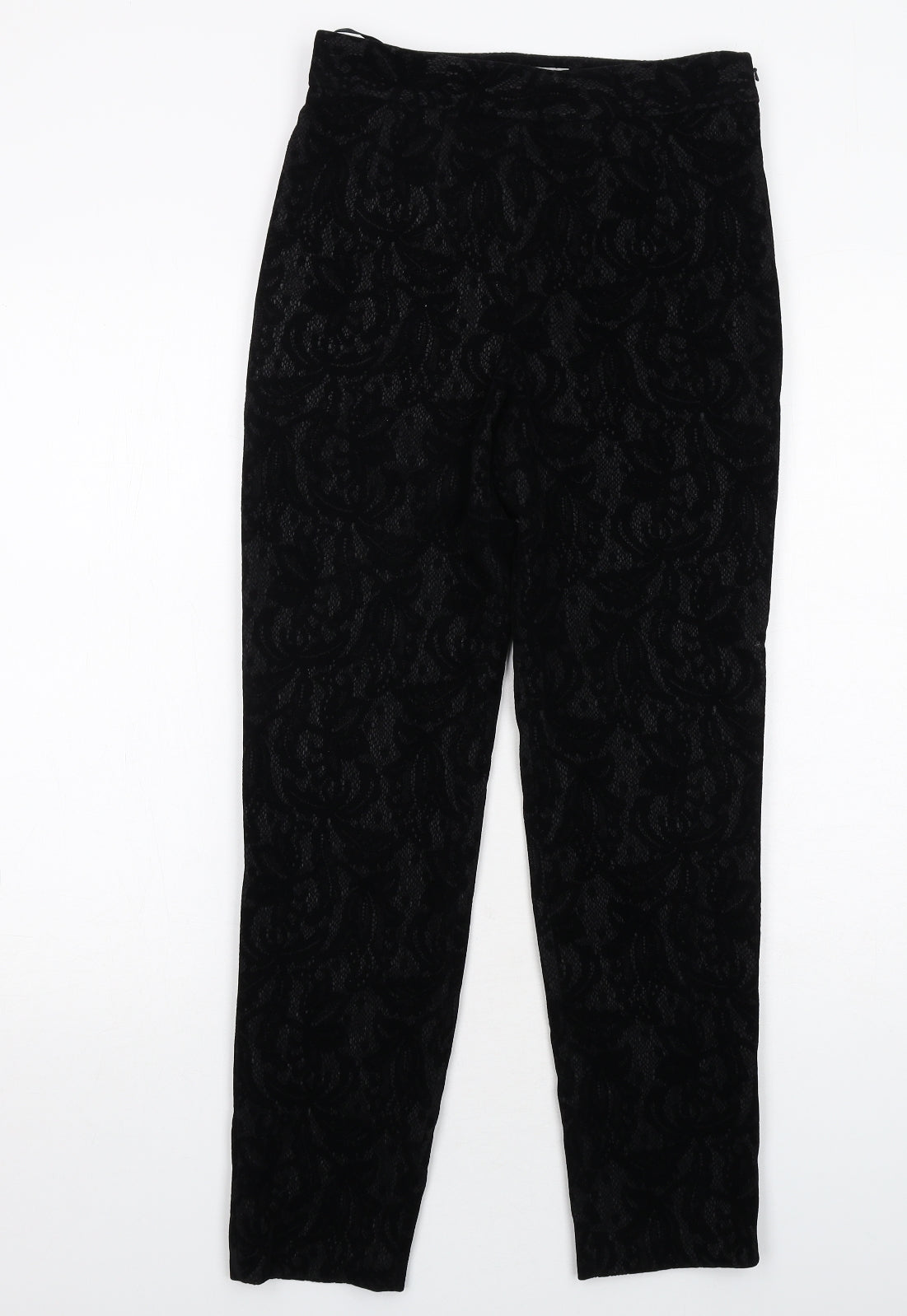 Coast Womens Black Paisley Polyamide Trousers Size 8 Regular Zip