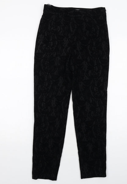 Coast Womens Black Paisley Polyamide Trousers Size 8 Regular Zip