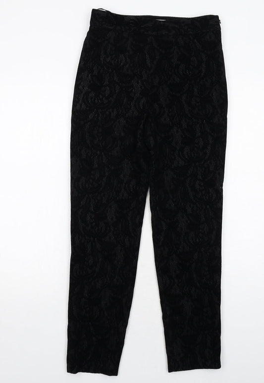 Coast Womens Black Paisley Polyamide Trousers Size 8 Regular Zip