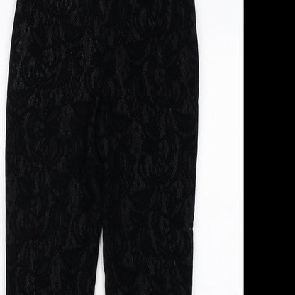 Coast Womens Black Paisley Polyamide Trousers Size 8 Regular Zip