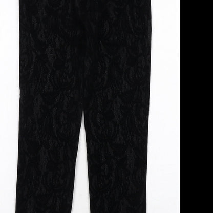 Coast Womens Black Paisley Polyamide Trousers Size 8 Regular Zip