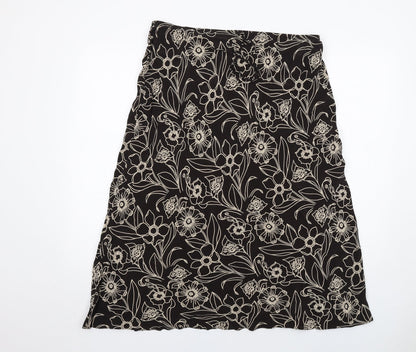 Marks and Spencer Womens Brown Floral Viscose A-Line Skirt Size 18
