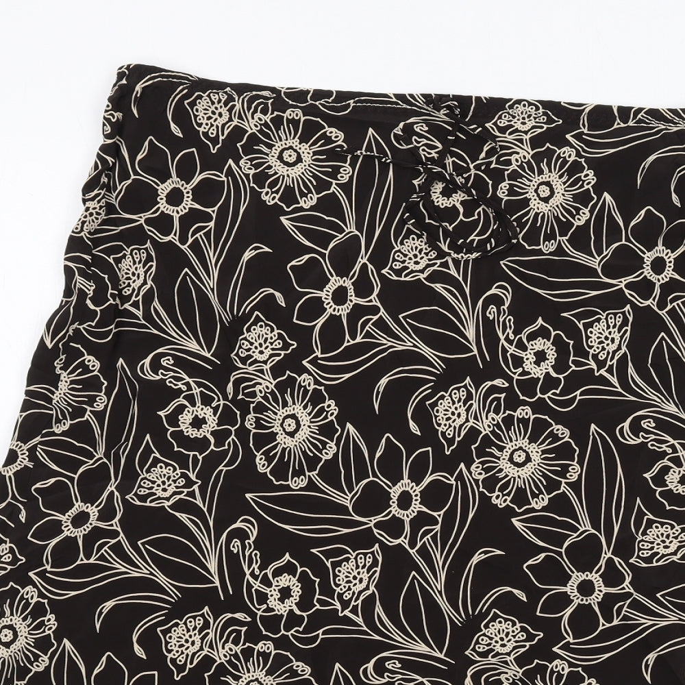 Marks and Spencer Womens Brown Floral Viscose A-Line Skirt Size 18