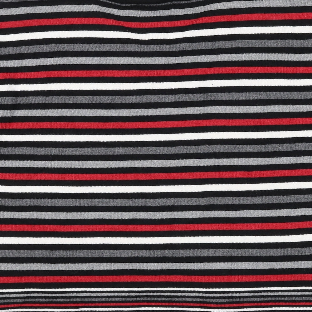 Barbra Lebek Womens Black V-Neck Striped Acrylic Pullover Jumper Size 14