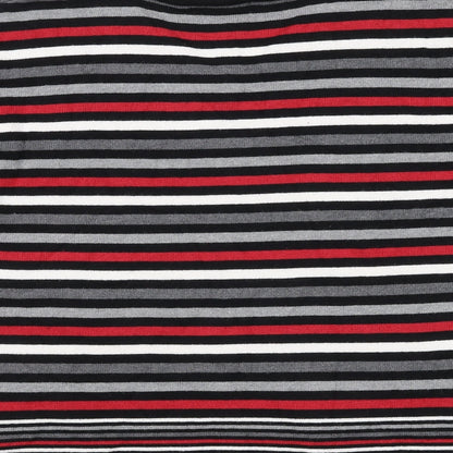 Barbra Lebek Womens Black V-Neck Striped Acrylic Pullover Jumper Size 14