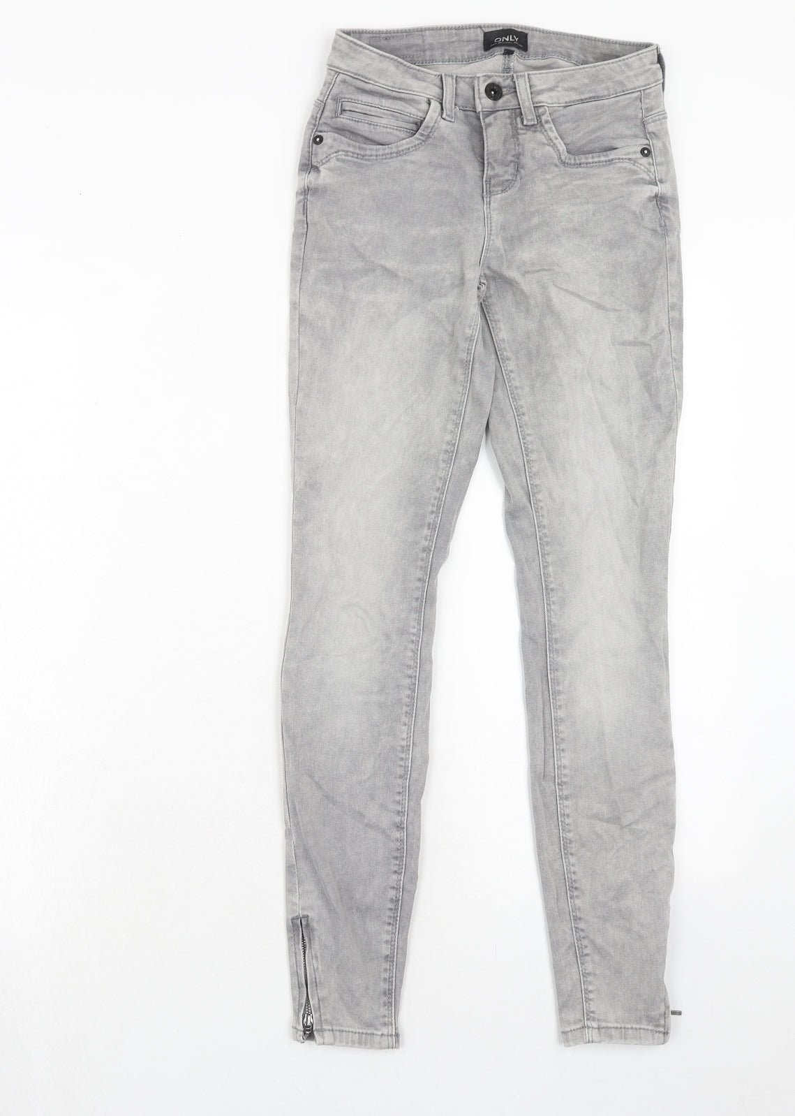 Only Womens Grey Cotton Skinny Jeans Size 25 in L32 in Regular Zip