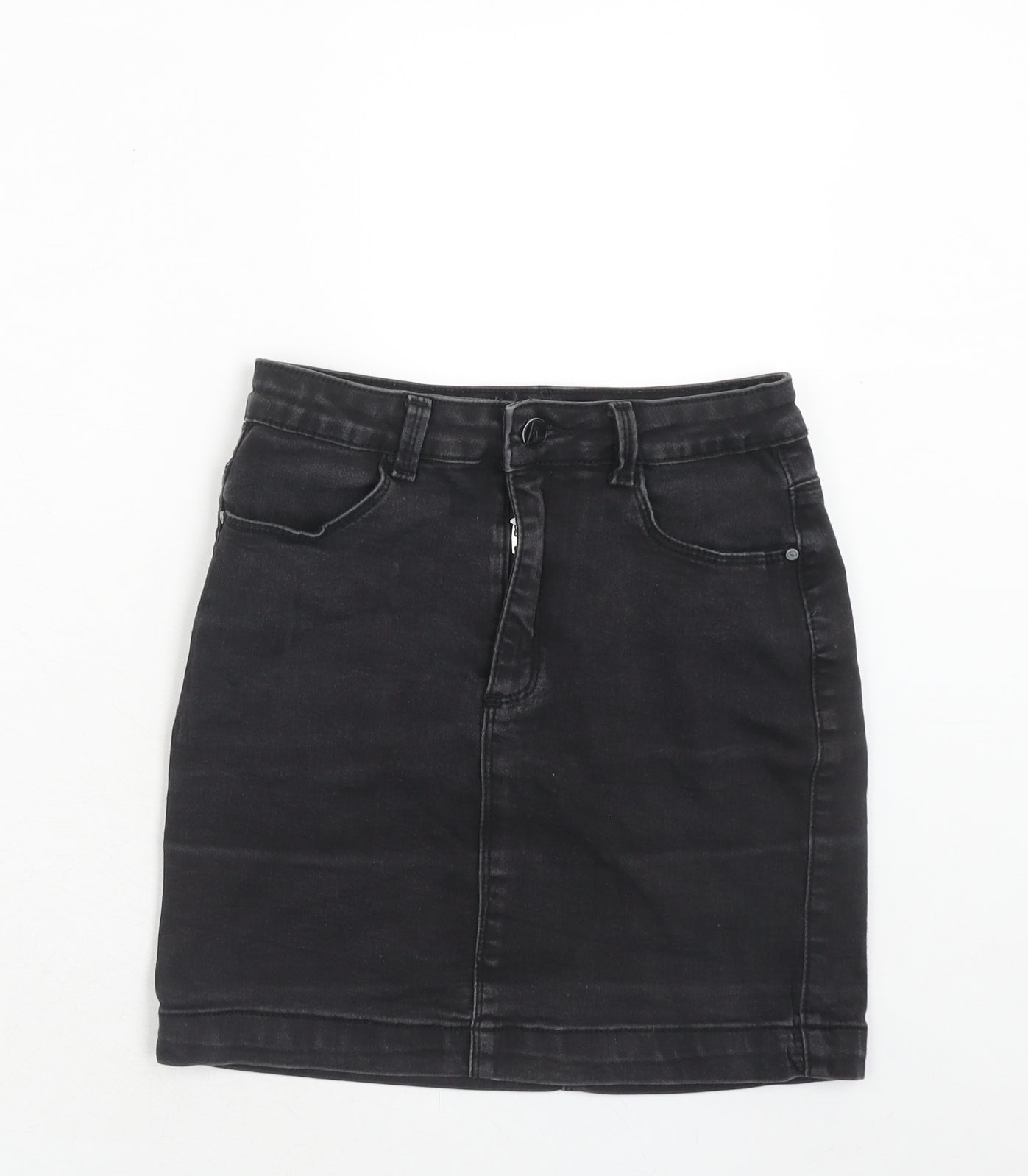 Missguided Womens Black Cotton Mini Skirt Size 8 Zip