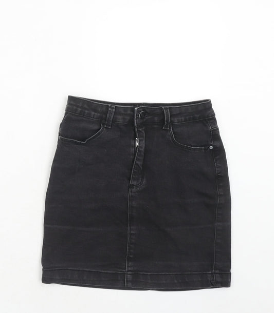 Missguided Womens Black Cotton Mini Skirt Size 8 Zip