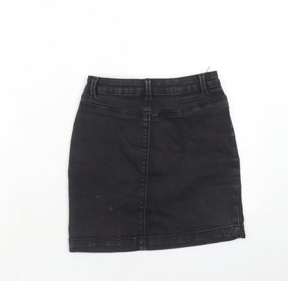 Missguided Womens Black Cotton Mini Skirt Size 8 Zip