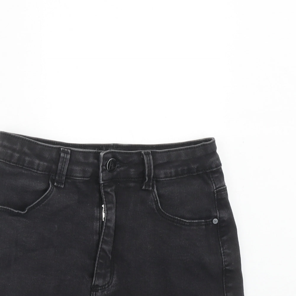 Missguided Womens Black Cotton Mini Skirt Size 8 Zip