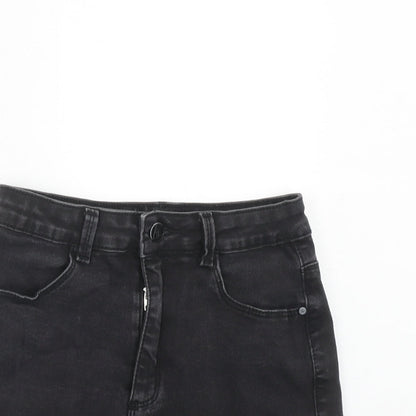 Missguided Womens Black Cotton Mini Skirt Size 8 Zip