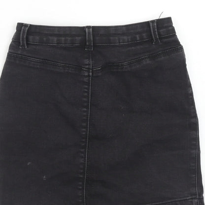 Missguided Womens Black Cotton Mini Skirt Size 8 Zip