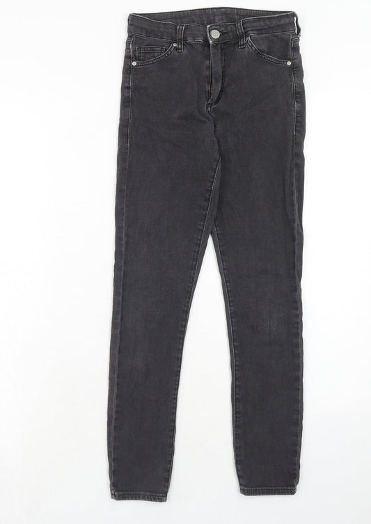 Topshop Womens Grey Cotton Skinny Jeans Size 26 in L30 in Regular Zip