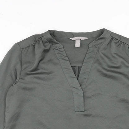 Womens UK Size S H&M Green Basic Blouse