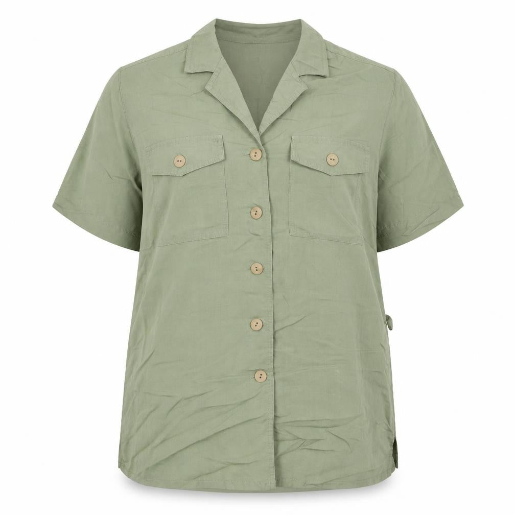 Womens UK Size 16 Damart Green Basic Button-Up