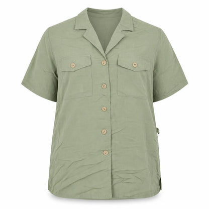 Womens UK Size 16 Damart Green Basic Button-Up