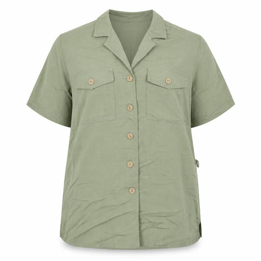 Womens UK Size 16 Damart Green Basic Button-Up