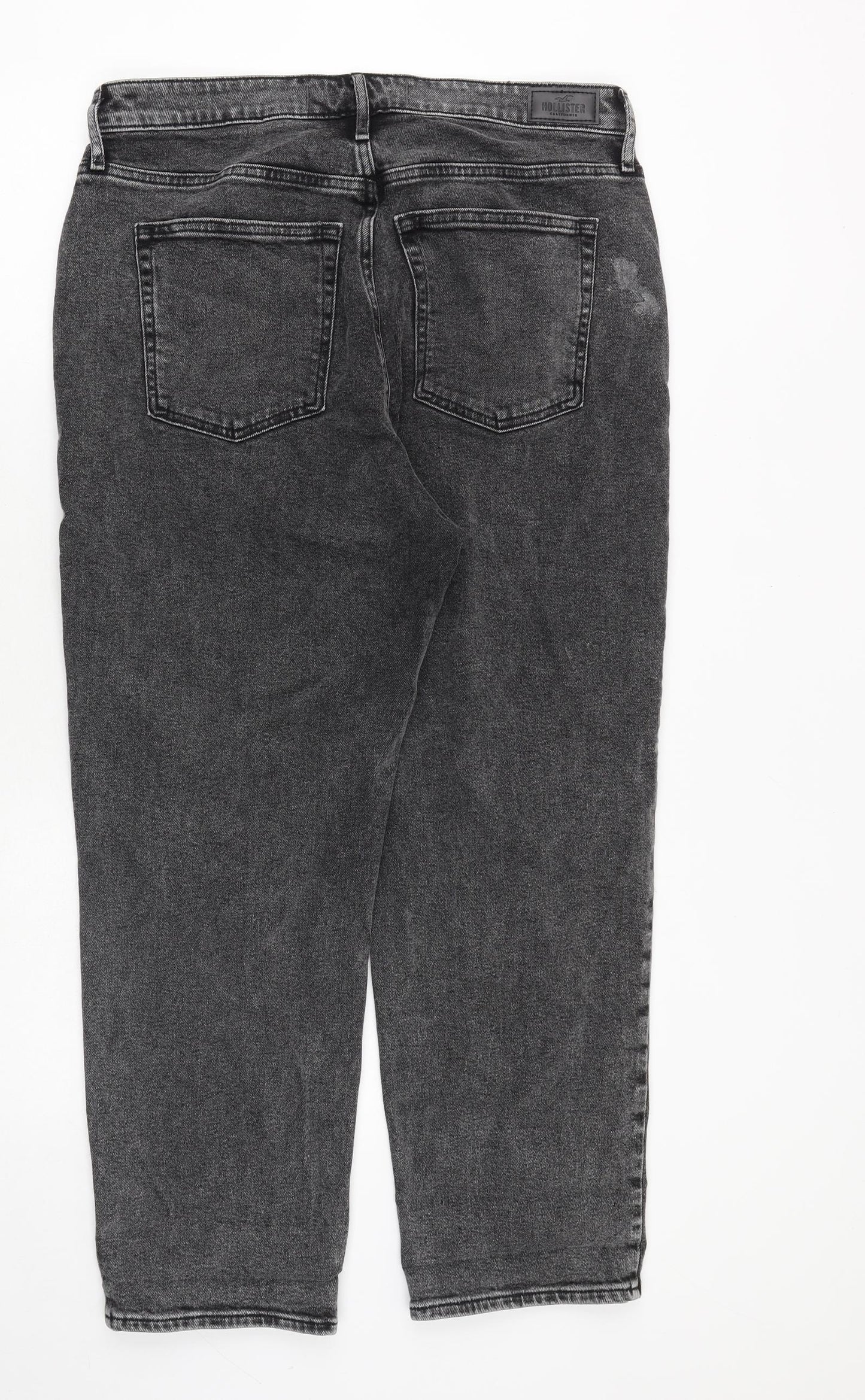 Hollister Womens Grey Cotton Mom Jeans Size 32 in L27 in Relaxed Zip