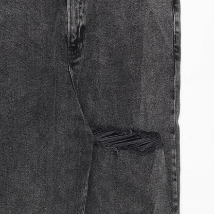 Hollister Womens Grey Cotton Mom Jeans Size 32 in L27 in Relaxed Zip