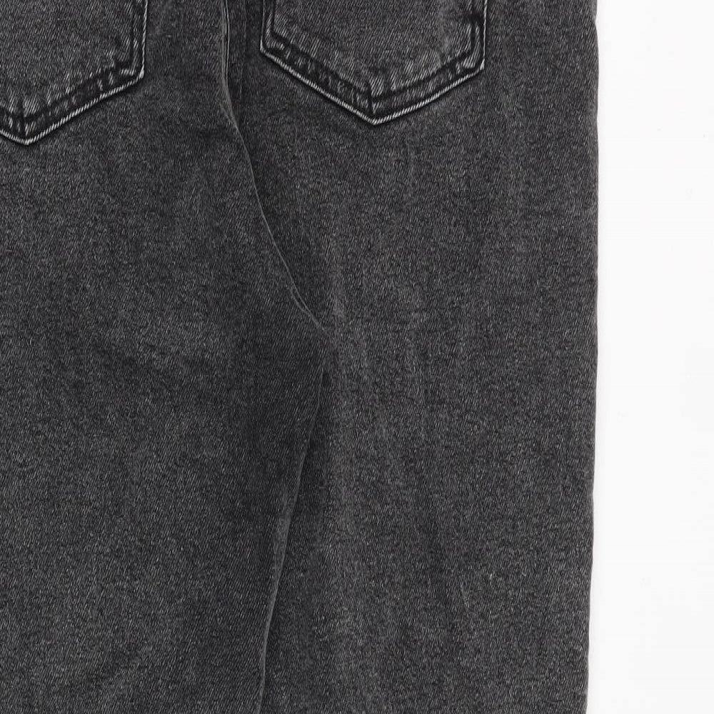 Hollister Womens Grey Cotton Mom Jeans Size 32 in L27 in Relaxed Zip