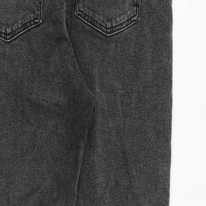 Hollister Womens Grey Cotton Mom Jeans Size 32 in L27 in Relaxed Zip