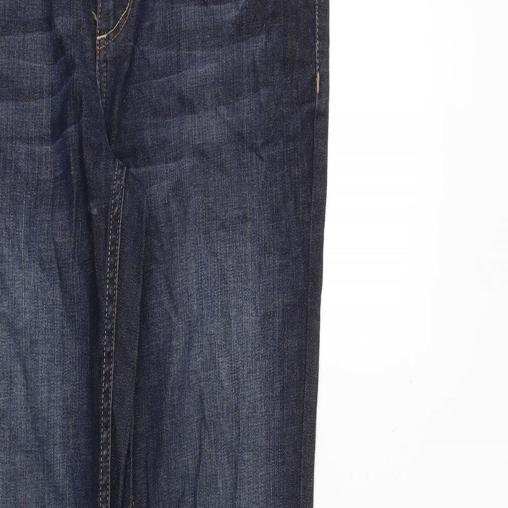 Topshop Womens Blue Cotton Straight Jeans Size 30 in Regular Zip