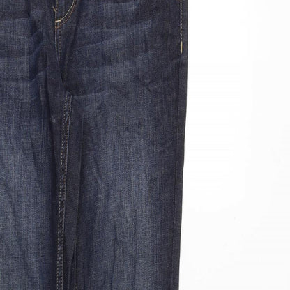 Topshop Womens Blue Cotton Straight Jeans Size 30 in Regular Zip