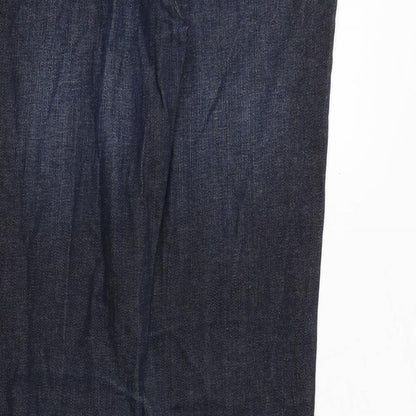 Topshop Womens Blue Cotton Straight Jeans Size 30 in Regular Zip