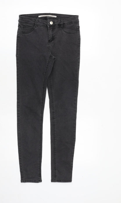 Zara Womens Grey Cotton Skinny Jeans Size 26 in Regular Zip