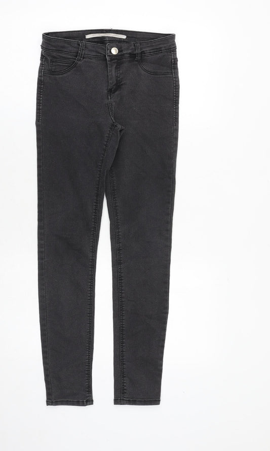 Zara Womens Grey Cotton Skinny Jeans Size 26 in Regular Zip