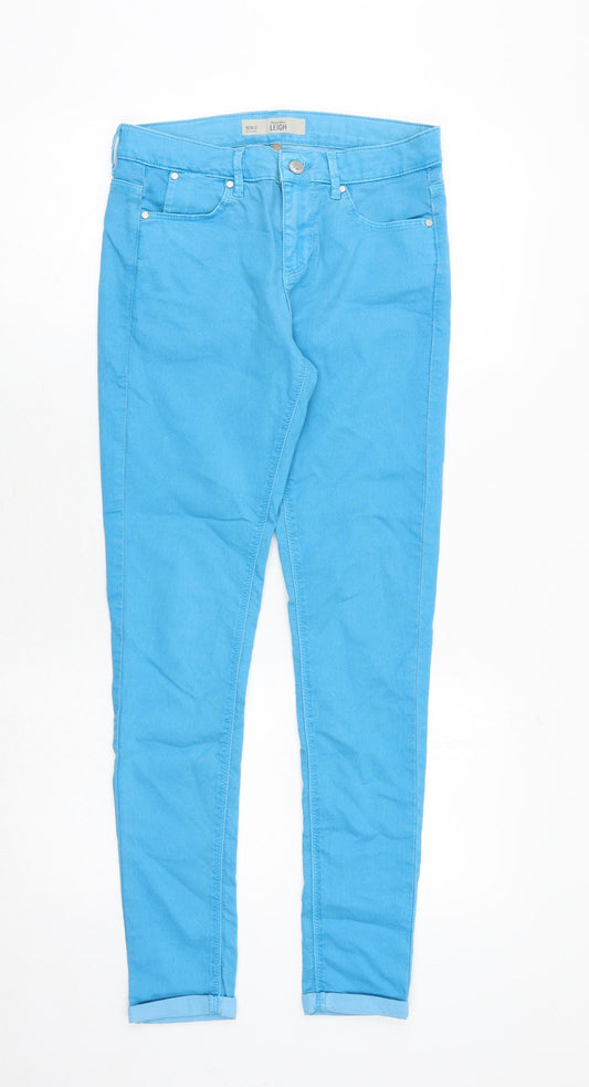 Topshop Womens Blue Cotton Skinny Jeans Size 28 in Slim Zip