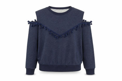 DF Womens Blue 100% Cotton Pullover Sweatshirt Size S Pullover - Cold Shoulder