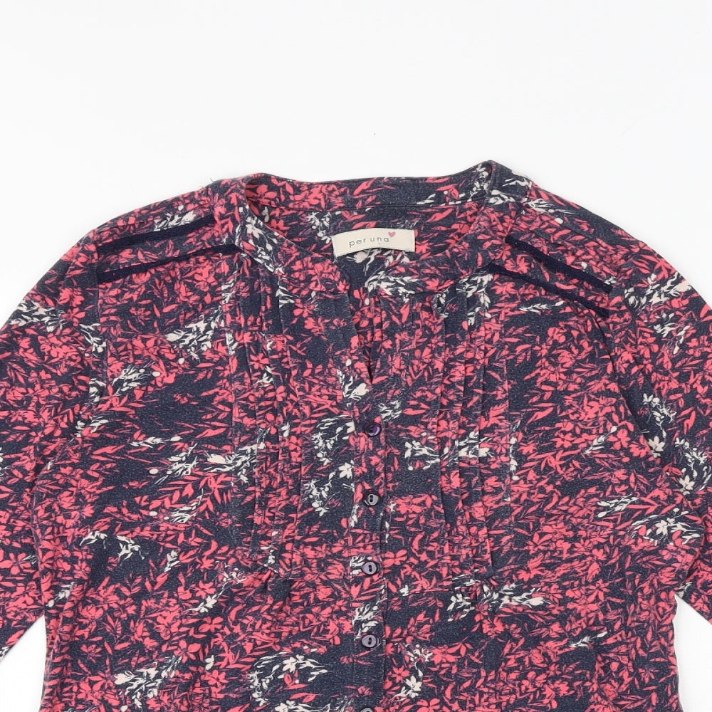 Womens UK Size 8 Marks and Spencer Blue Basic Button-Up