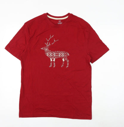 Womens UK Size S Marks and Spencer Red Basic T-Shirt