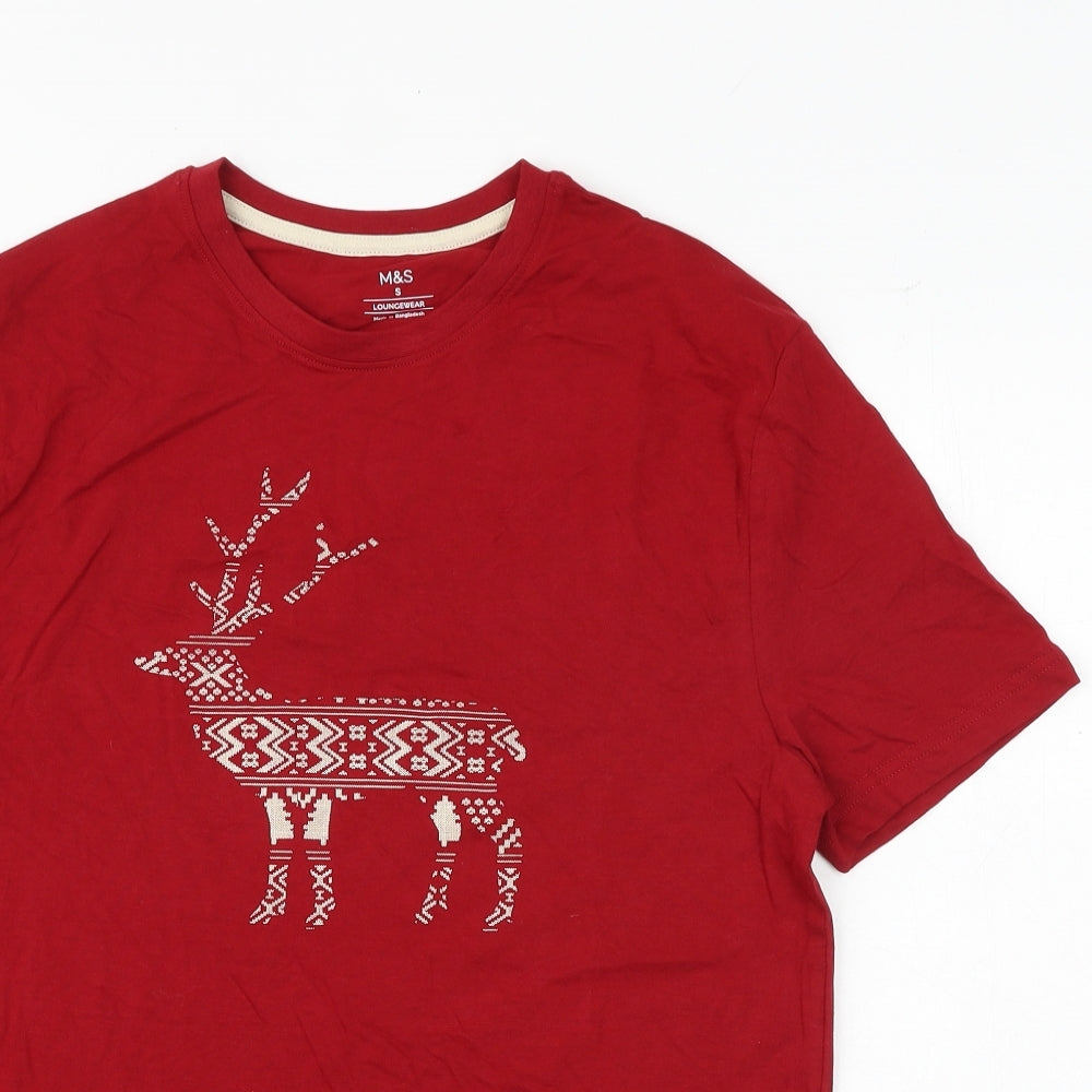 Womens UK Size S Marks and Spencer Red Basic T-Shirt