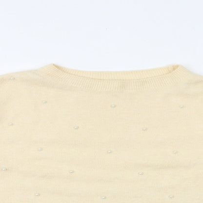 H&M Womens Ivory Round Neck Acrylic Pullover Jumper Size S
